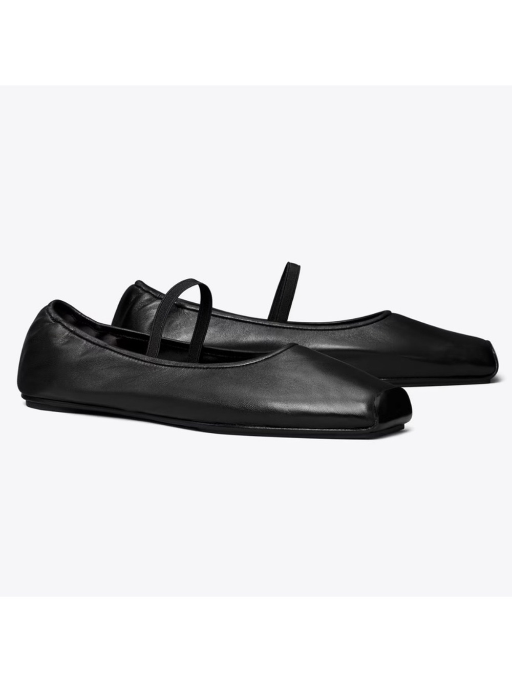 Tory Burch Runway Squared Toe Mary Jane Leather Ballet Flats
